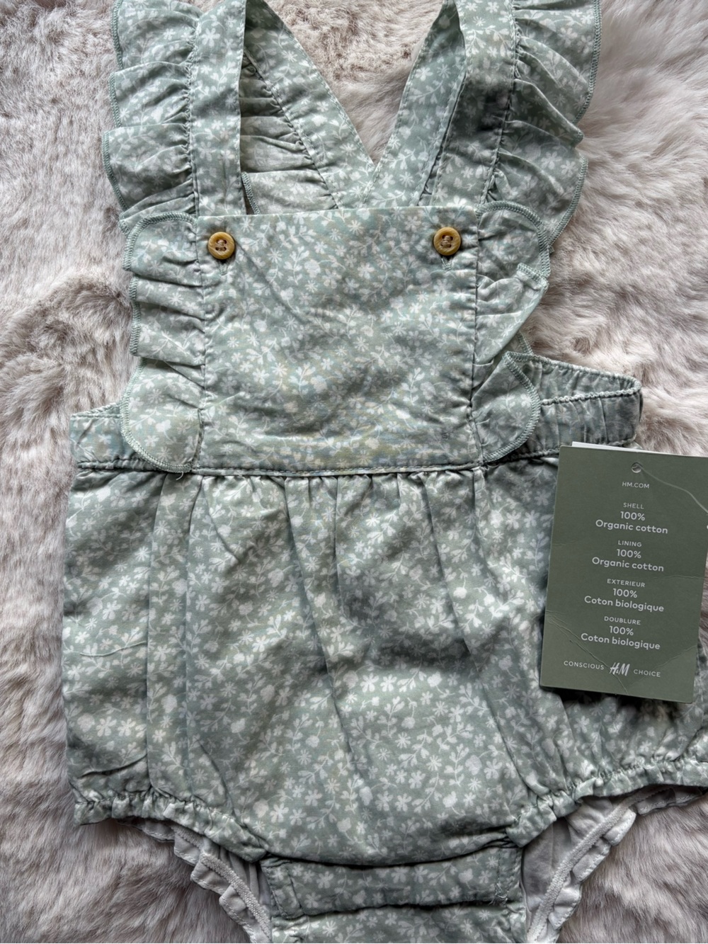 H&M Organic Cotton Floral Infant Romper NWT